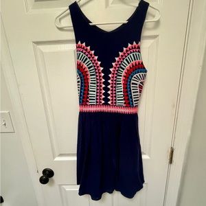 Mara Hoffman Size 2 / XS navy blue sundress with neon embroidery